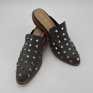 Mi.iM Stuart Vici Womens Gray Silver Spike Studded Leather Insole Mules Size 8.5